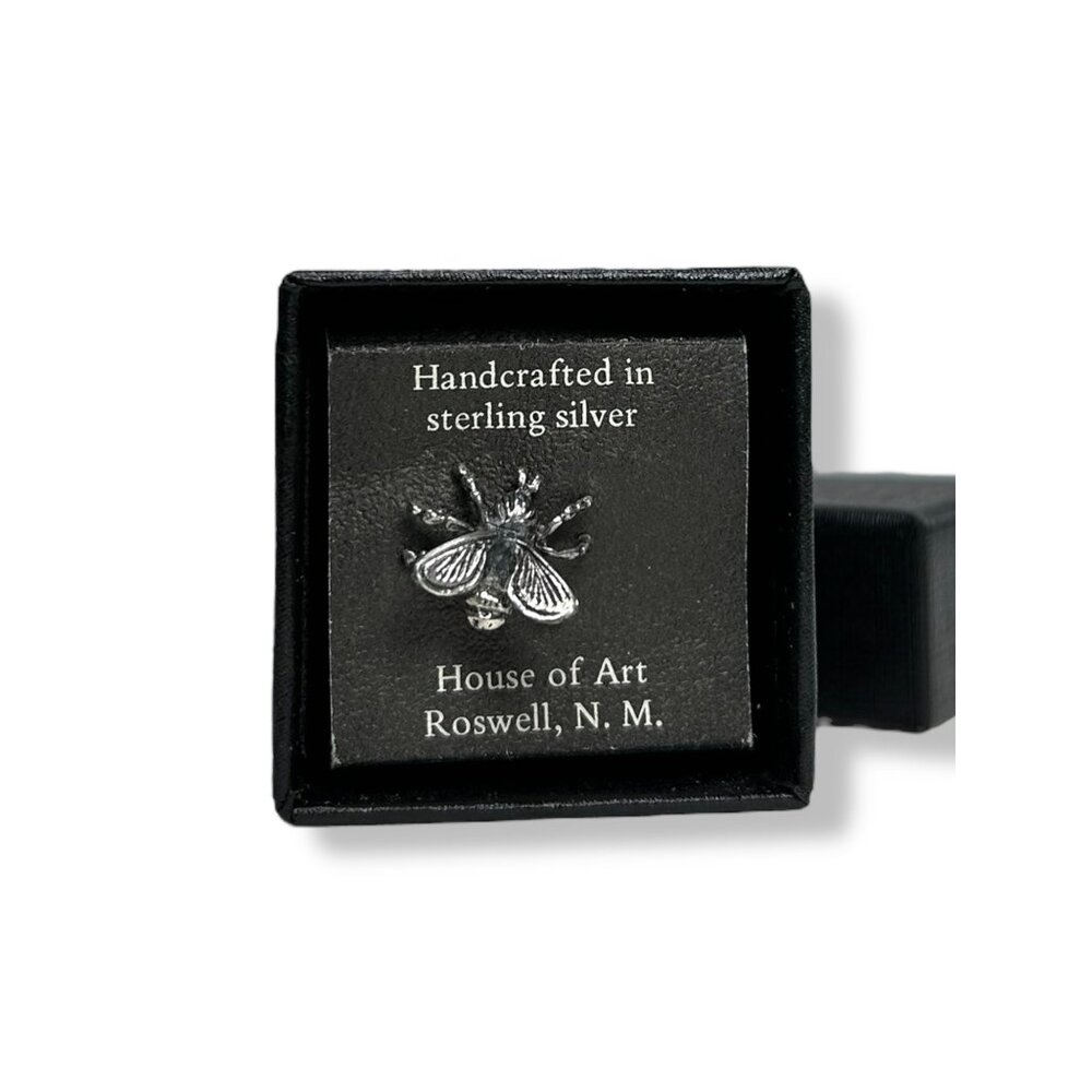 House of Art Handcrafted Sterling Silver Bee Tie Tack Pin 1/2" Costume Jewelry